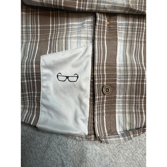 Ariat Rebar Shirt Mens XLT Brown Plaid Short Sleeve Stretch Button Up Work - Picture 7 of 11